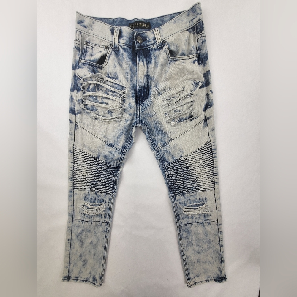 GS115 Jeans Mens Sz 32  Distressed Acid Wash Straight Jeans